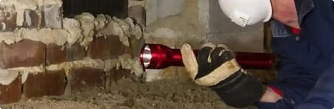 Pest control technician inspecting a crawl space for ant activity in Scottsdale, AZ